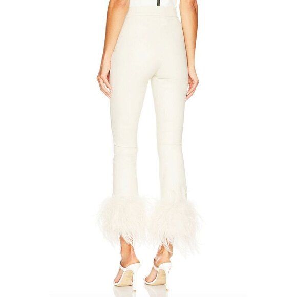 Lamarque Pagetta Faux Leather Cropped Flare Pants Bone Womens Size Large - Picture 4 of 11